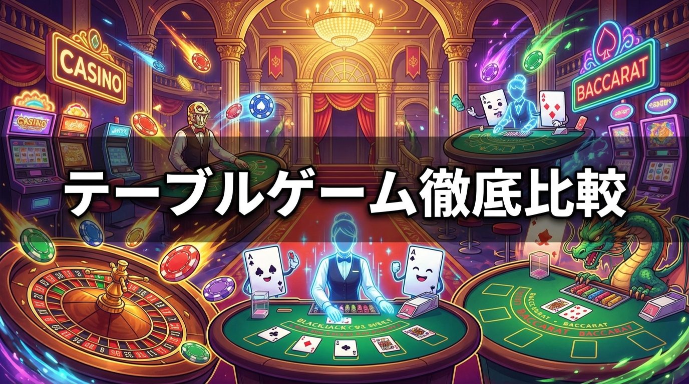ブラックジャック・バカラ・ルーレット どれが一番勝ちやすい？【2026年】3大テーブルゲーム徹底比較